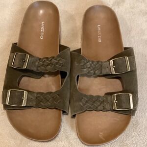 Lands End Women's Braided Slide Sandals‎ Brown Suede, Size US 10B, UK 8, EU 41.5